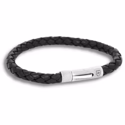 Silver/Läderarmband | Flätat