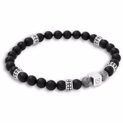Silver/Beadsarmband | Onyx/Jaspis