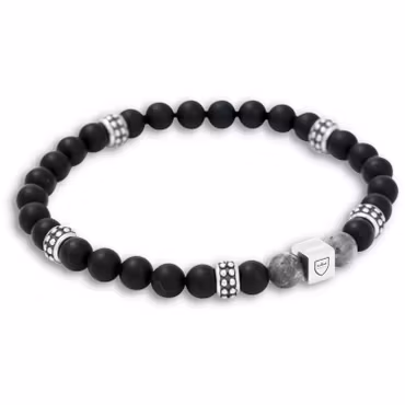 Silver/Beadsarmband | Onyx/Jaspis