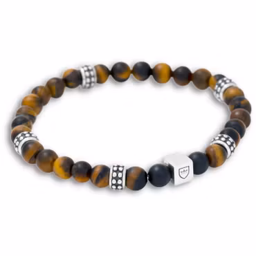Silver/Beadsarmband | Tigeröga/Onyx