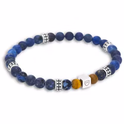 Silver/Beadsarmband | Lapis Lazuli/Tigeröga