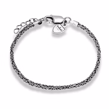 Silverarmband | Oxiderad kejsarlänk | 3 mm