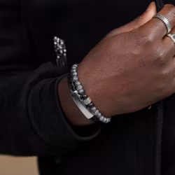 Silver/Beadsarmband | Jaspis/Onyx