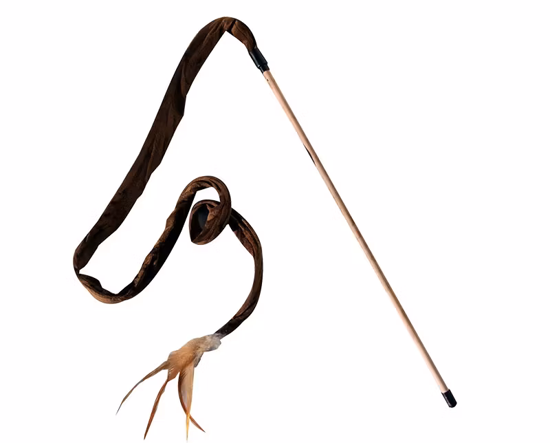 Ett långt och brunt kattsnöre.