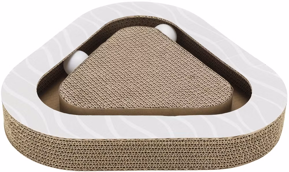 Klöstriangel med leksak, wellpapp, kattmynta - 36 x 5 x 36 cm