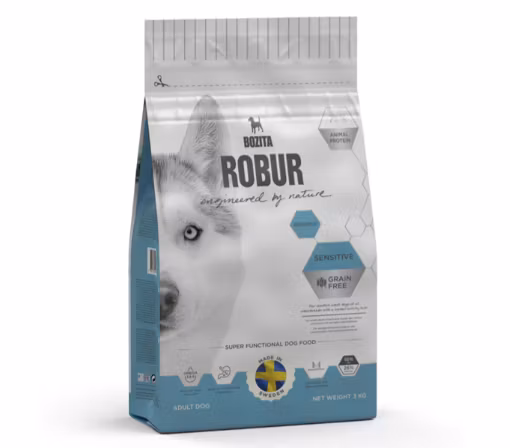 Framsidan av förpackningen för Bozita Robur Sensitive Grain Free Reindeer.