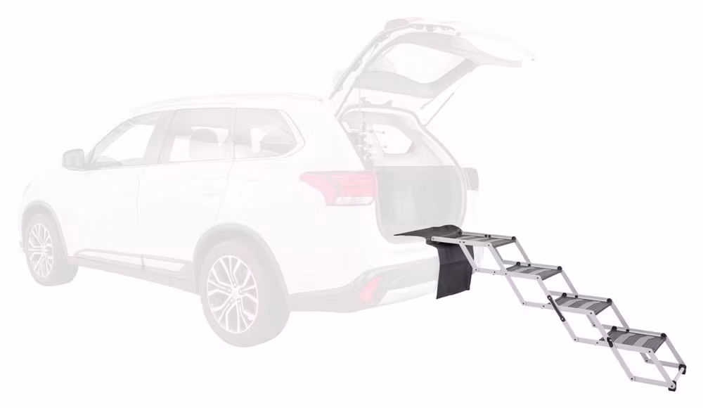 Trappa 4-stegs, hopfällbar - b: 37 cm, h: till 70 cm, d: till 160