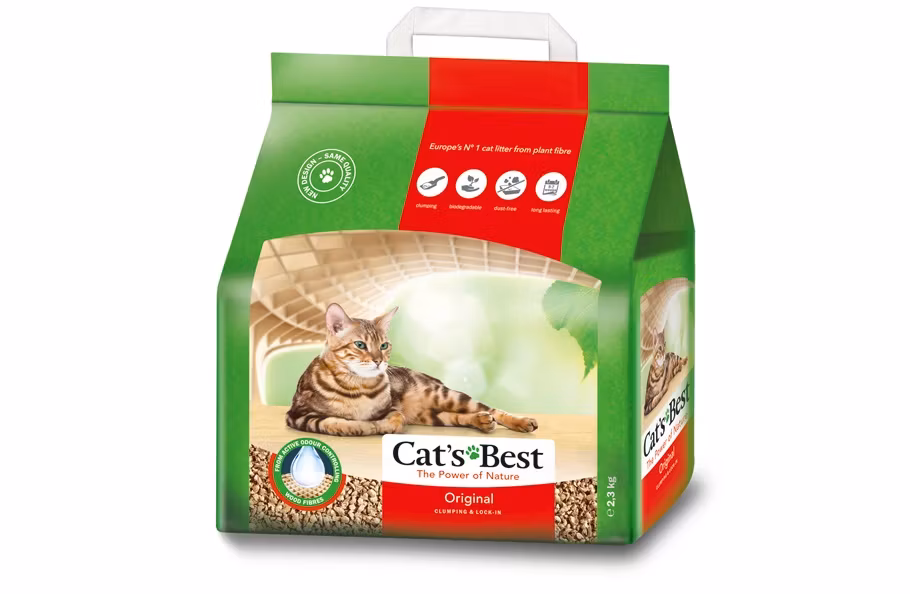 Framsidan av förpackningen av Cat's Best Original - 2,1 kg.