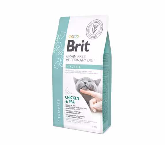 Framsidan av Brit Veterinary Cat Struvite Chicken & Pea - 5 kg.