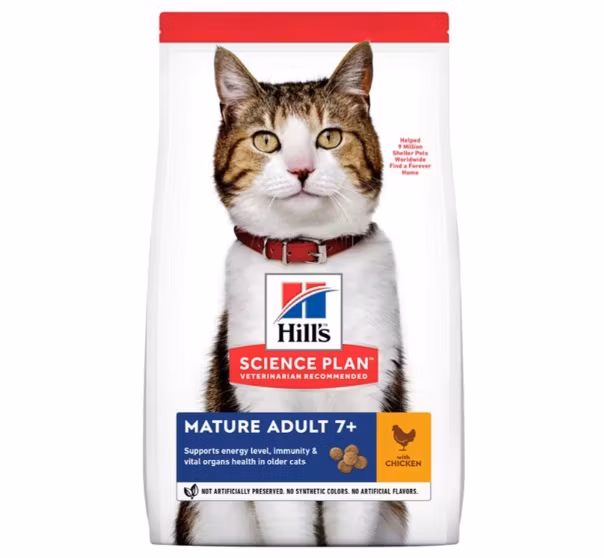 Framsidan av Hills Science Plan Feline Mature Chicken.