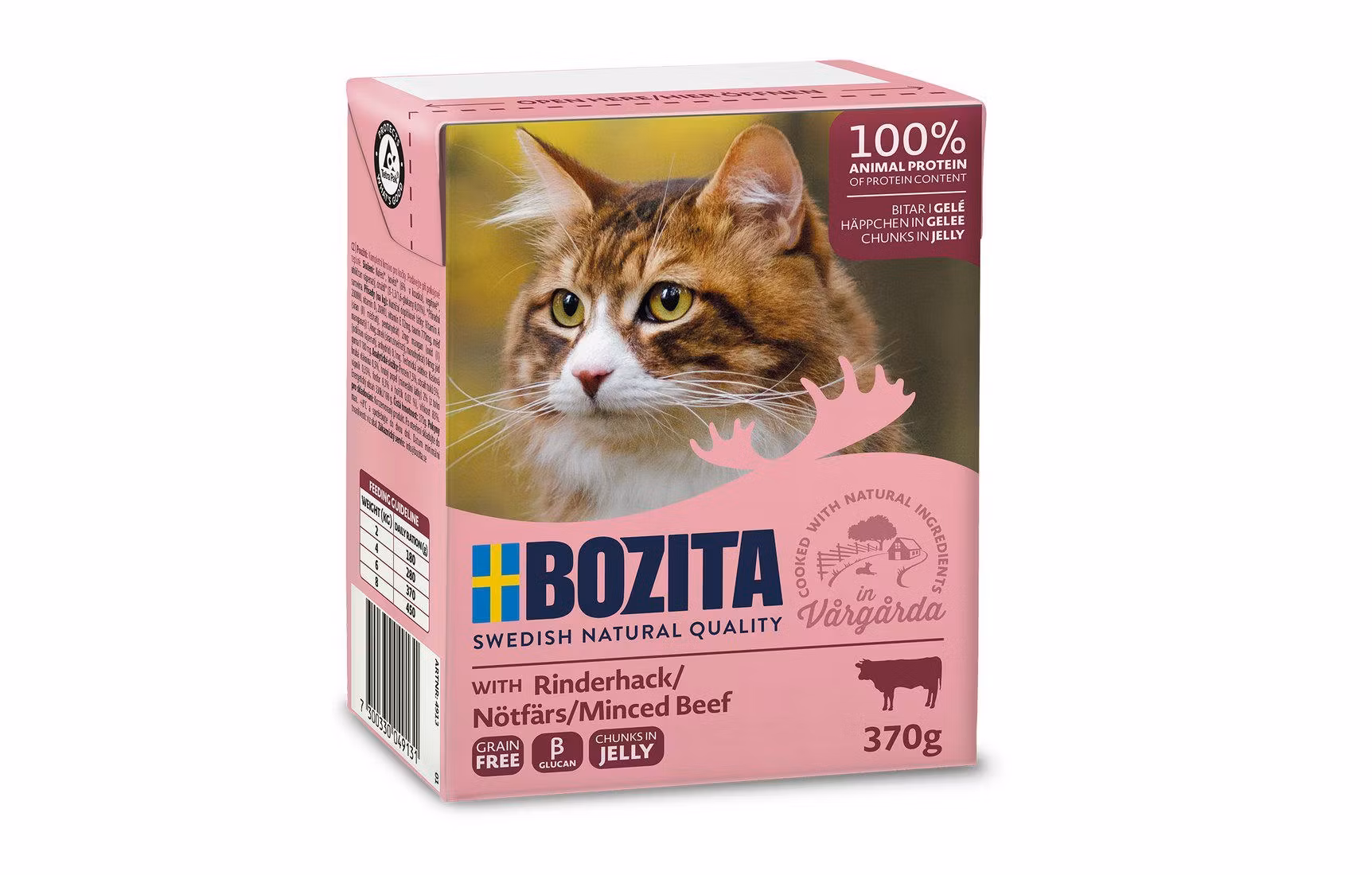 Framsidan av Bozita Katt Tetra Bitar i Gelé Nötfärs.