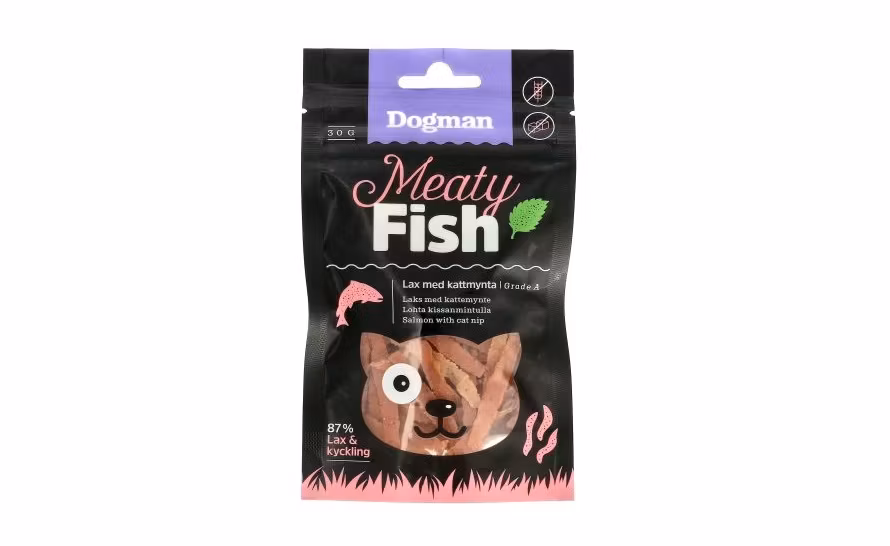 Framsidan av Dogman Lax med kattmynta.