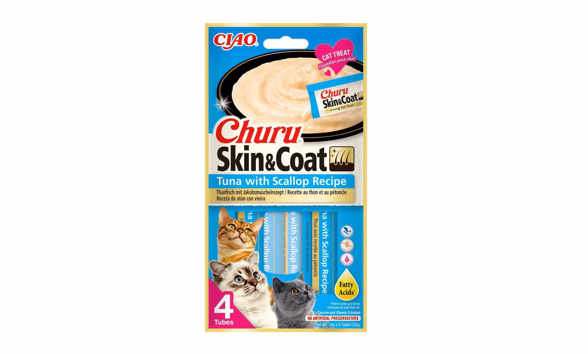 Framsidan av Churu Skin & Coat Tuna & Scallop.