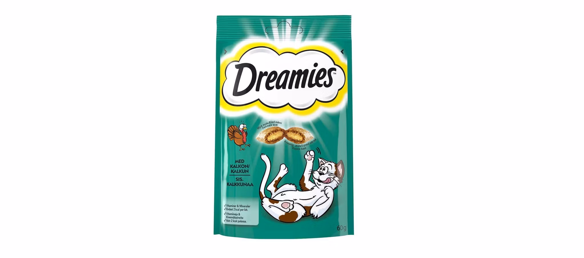 Framsidan av Dreamies Kalkon.