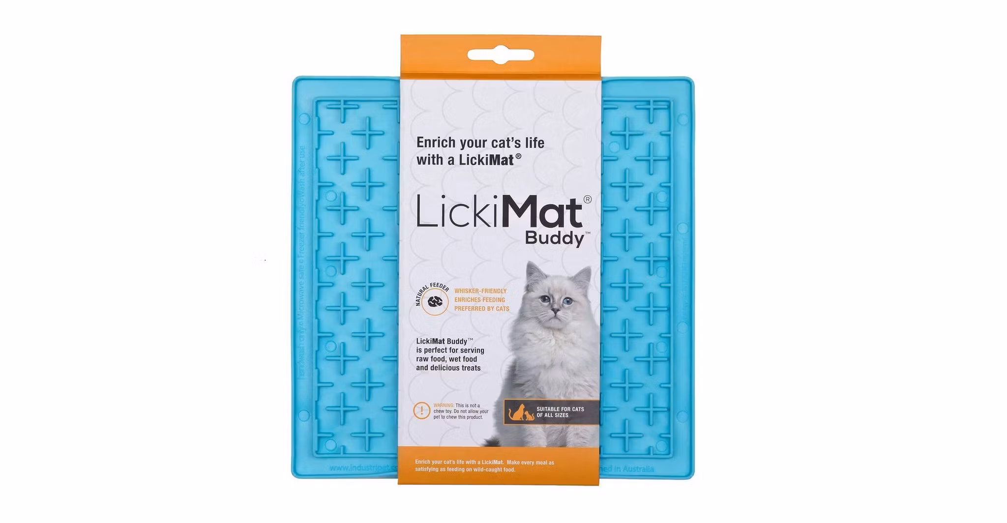 Lickimat Buddy i blå färg.