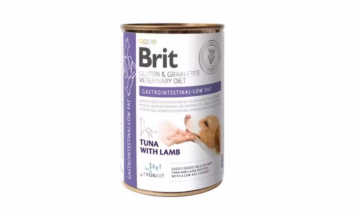 Framsidan av Brit Veterinary Dog Can Gastrointestinal-Low Fat.