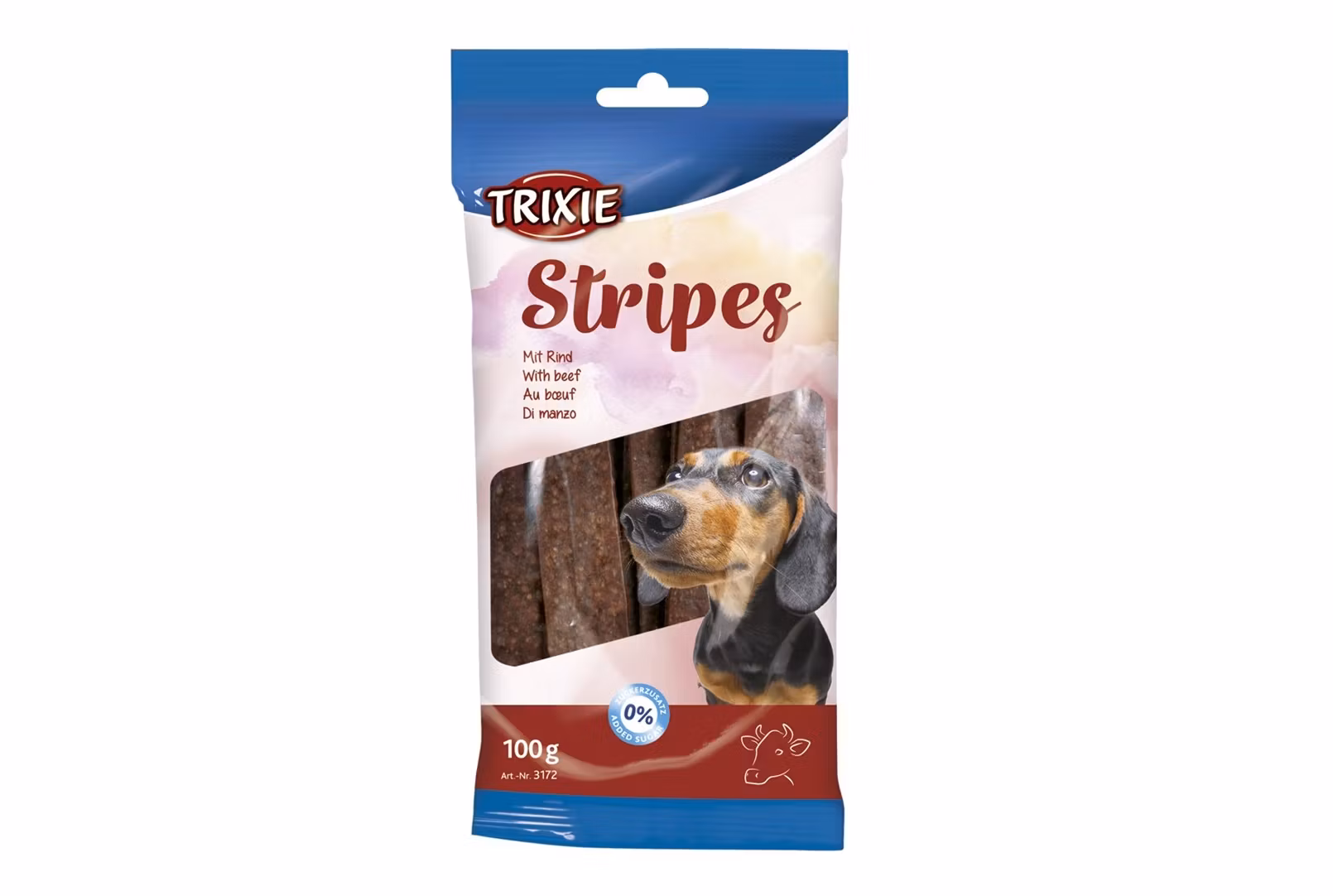 Framsidan av Trixie hundgodis Stripes.