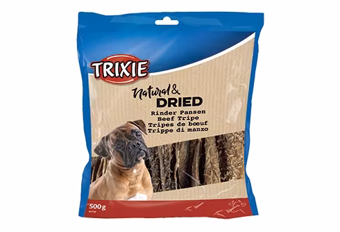 Framsidan av Trixies torkade nötvom.