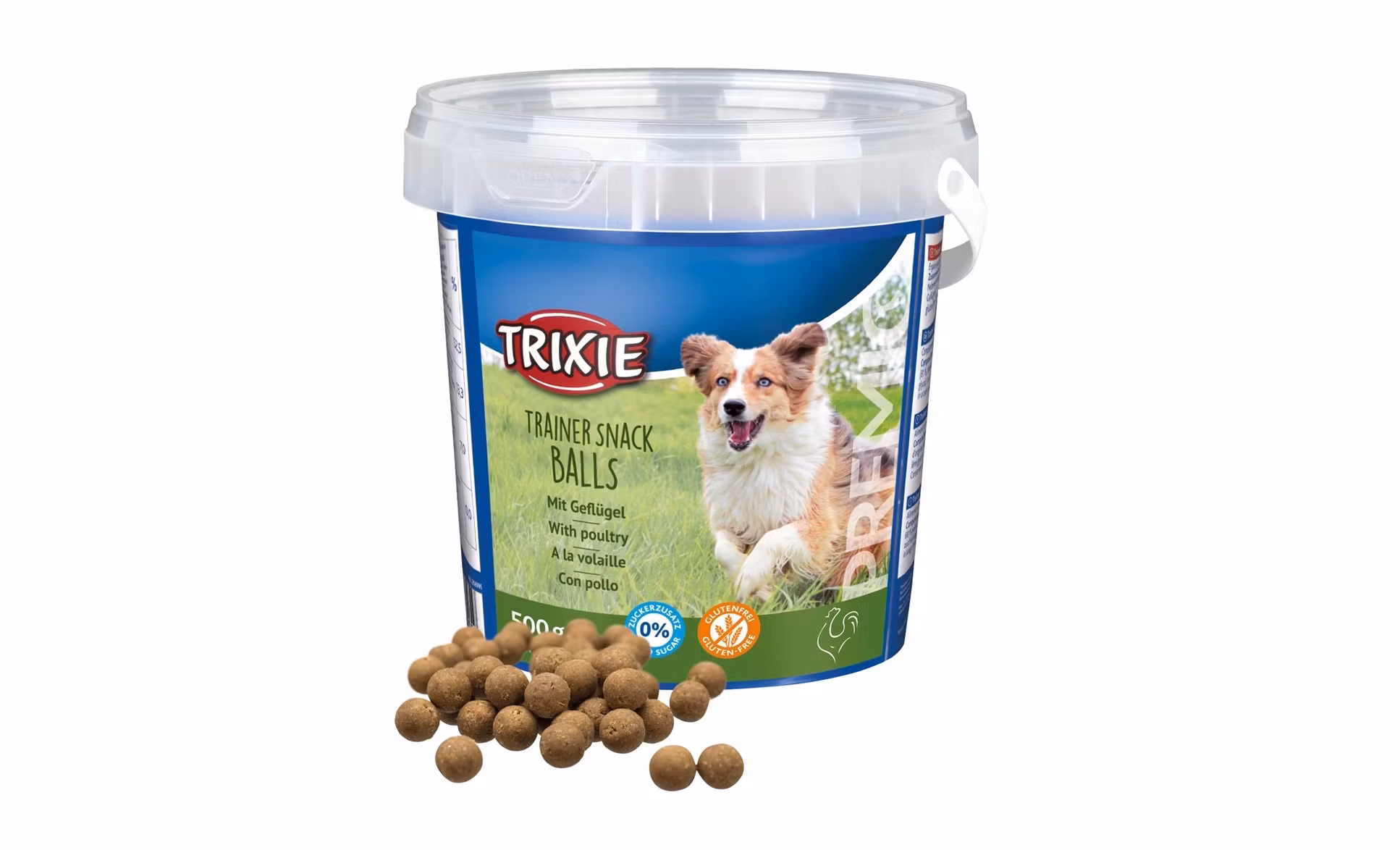 Framsidan av PREMIO Trainer Snack Balls Med Fågel.