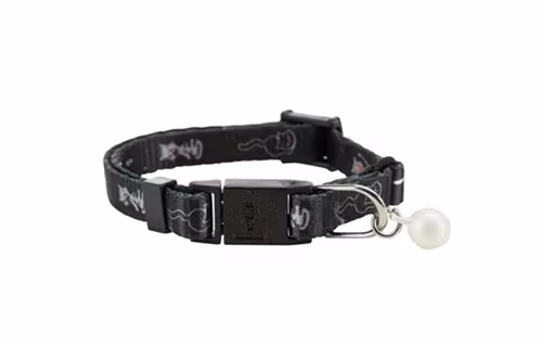 En mörk katthalsband för kattungar, med små kattungar som motiv.