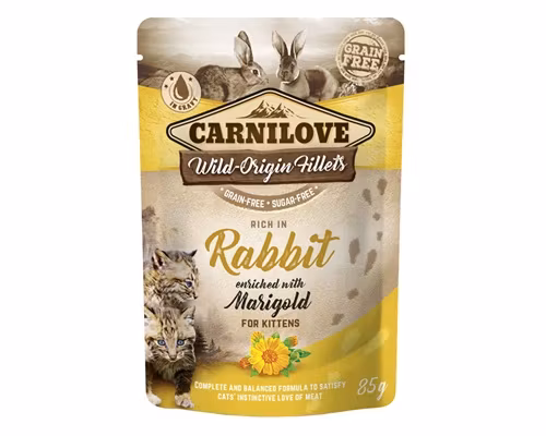 Framsidan av Carnilove Cat Pouch Rabbit with Marigold Kitten.