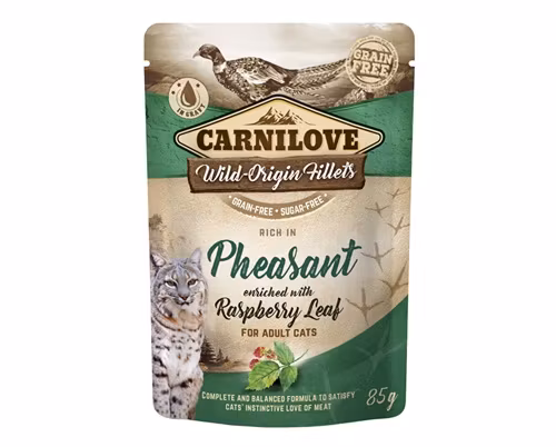 Framsidan av Carnilove Cat Pouch Pheasant with Raspberry Leaf.