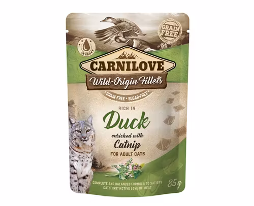 Framsidan av Carnilove Cat Pouch Duck with Catnip.