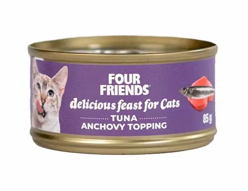 Framsidan av FourFriends tonfisk och ansjovis.