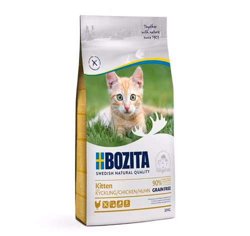 Framsidan av Bozita Kitten Grain Free Chicken 10 kg.
