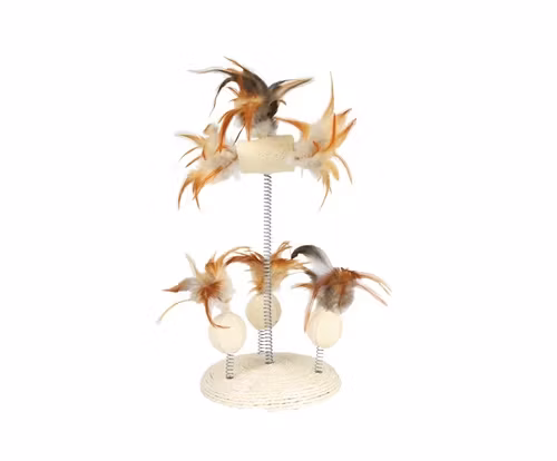 En kattleksak med svajjande stålfjädrar.