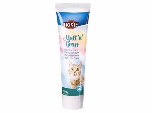 Framsidan av Trixie malt'n'Grass, anti hairball.