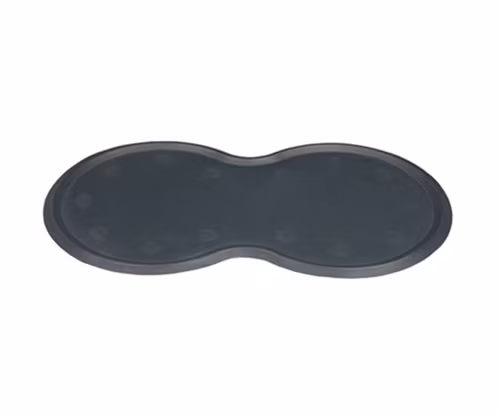 Ett svart matskålsunderlägg i gummi.