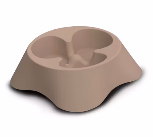 En brun slow feeder för hundar och katter.