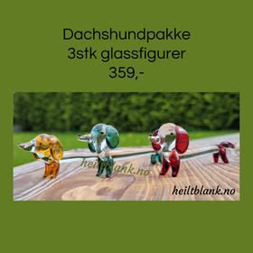 Glassfigur gavepakke - dachshund trio