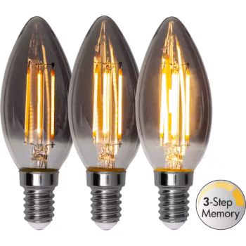 LED-lampa E14 C37 Soft Glow Smoke 3-step memory