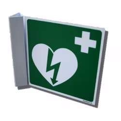 DefiSign 90 grader hjertestarterskilt 15x15cm