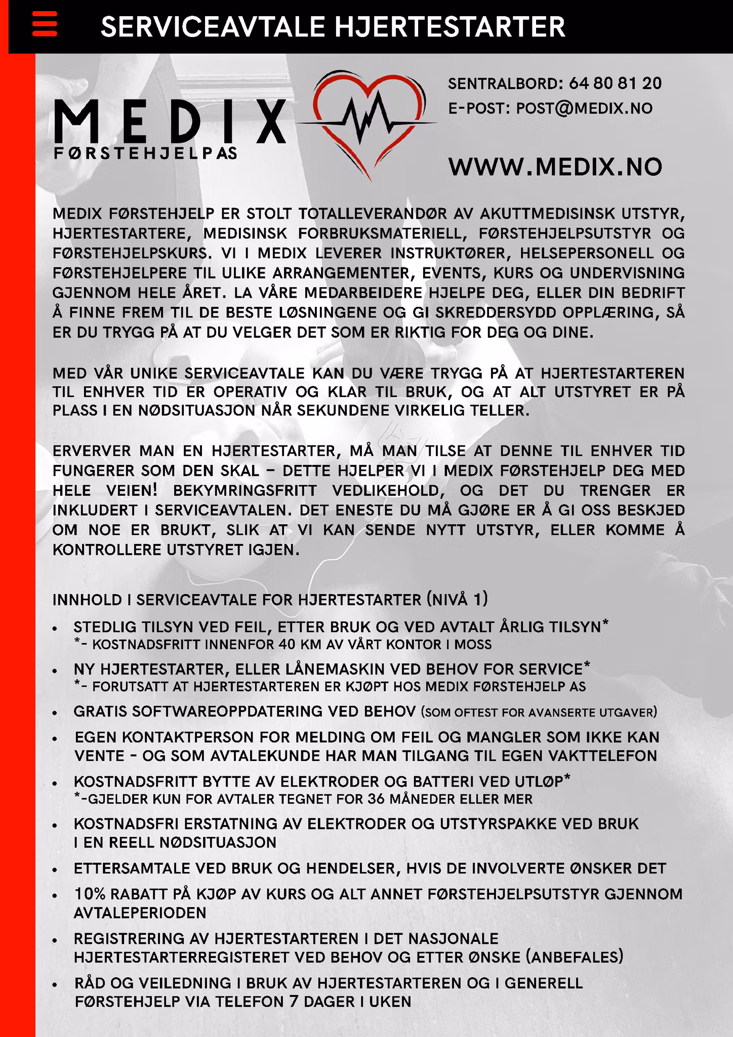 Serviceavtale for hjertestarter - ordinær