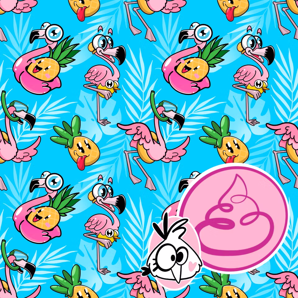 Blue Pink Flamingo Pineapple pinkpoo lycra