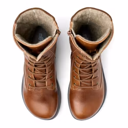 New Feet 172-21. Varmfodrade och vattentäta stövlar med snörning dragkedja. Chestnut. Bred läst.