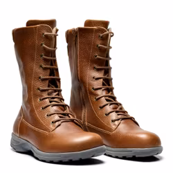 New Feet 172-21. Varmfodrade och vattentäta stövlar med snörning dragkedja. Ljusbrun. Bred läst.