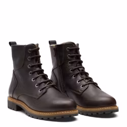 New Feet 232-15. Varmfodrade och vattentäta snörkängor med dragkedja. Mörkbrun. Slim Fit.
