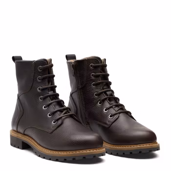 New Feet 232-15. Varmfodrade och vattentäta snörkängor med dragkedja. Mörkbrun. Slim Fit.