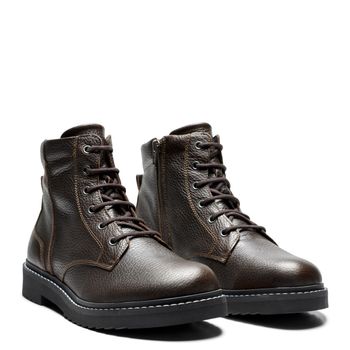 New Feet 232-25. Vattentäta snörkängor med dragkedja. Mörkbrun.