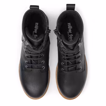 New Feet 232-15. Varmfodrade och vattentäta snörkängor med dragkedja. Svart. Slim Fit.