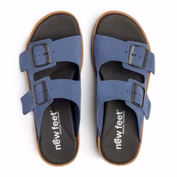 New Feet 221-33. Blå Slip-in Sandaler med urtagbar komfortsula och ställbara remmar.