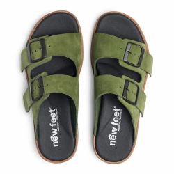 New Feet 221-33. Gröna Slip-in Sandaler med urtagbar komfortsula och ställbara remmar.