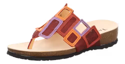 Think! Shoes Julia 136 Röd/ Kombi. Slip-in sandaler med ortopedisk fotbädd. Vegetabilgarvat, 100% kromfritt skinn