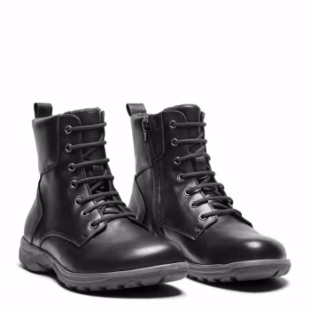 New Feet 252-26. Varmfodrade och vattentäta snörkängor med dragkedja. Svart. Bred läst.