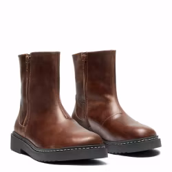 New Feet 252-12. Varmfodrade och vattentäta boots med dubbla dragkedjor. Brun.