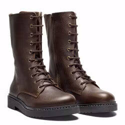 New Feet 252-12. Varmfodrade och vattentäta stövlar med snörning och dragkedja. Brun.